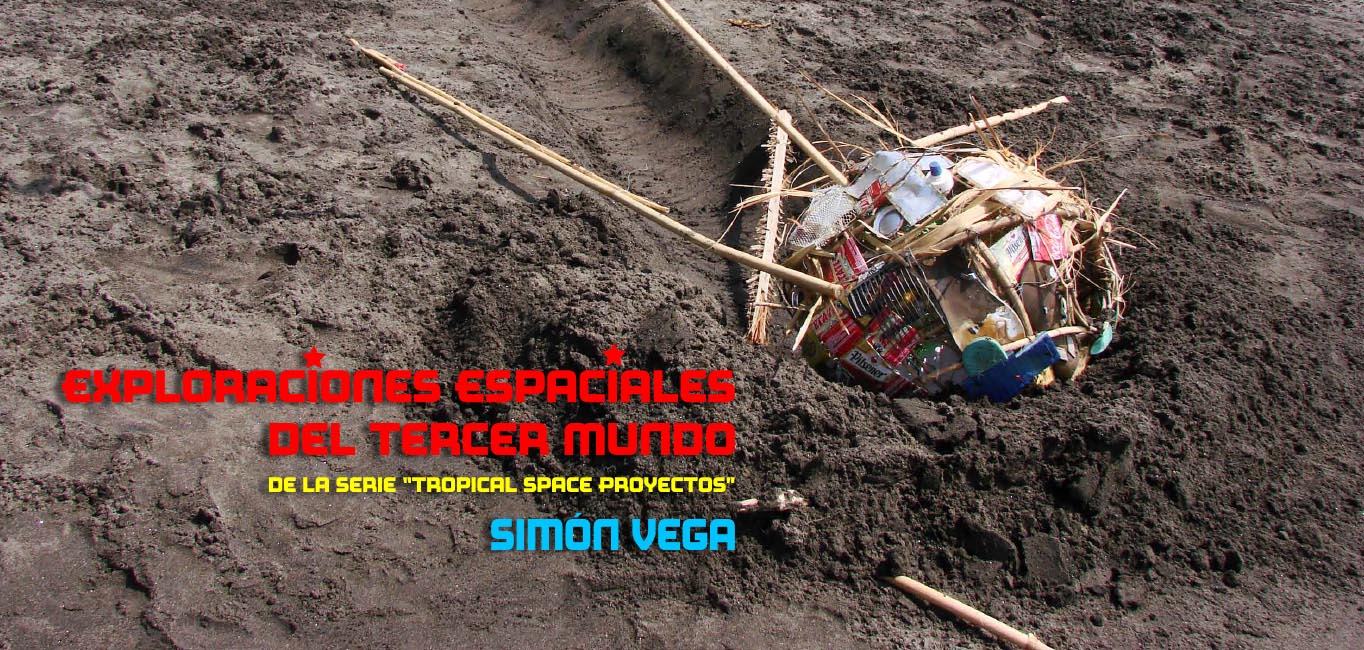 Identidad de la exposición "Exploraciones espaciales del Tercer mundo" de Simón Vega.